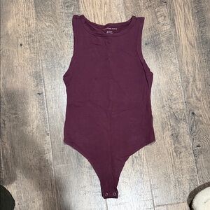 American Eagle Outfitters Women’s Maroon Thong Snap Bodysuit